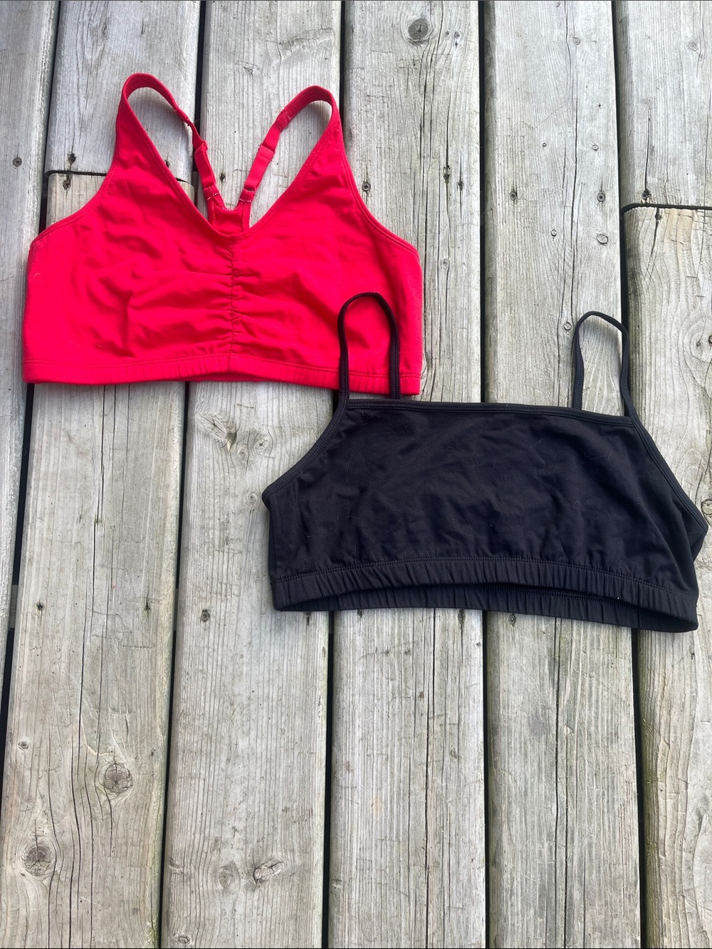 Set of Two Bralette Tops - Red & Black size 40